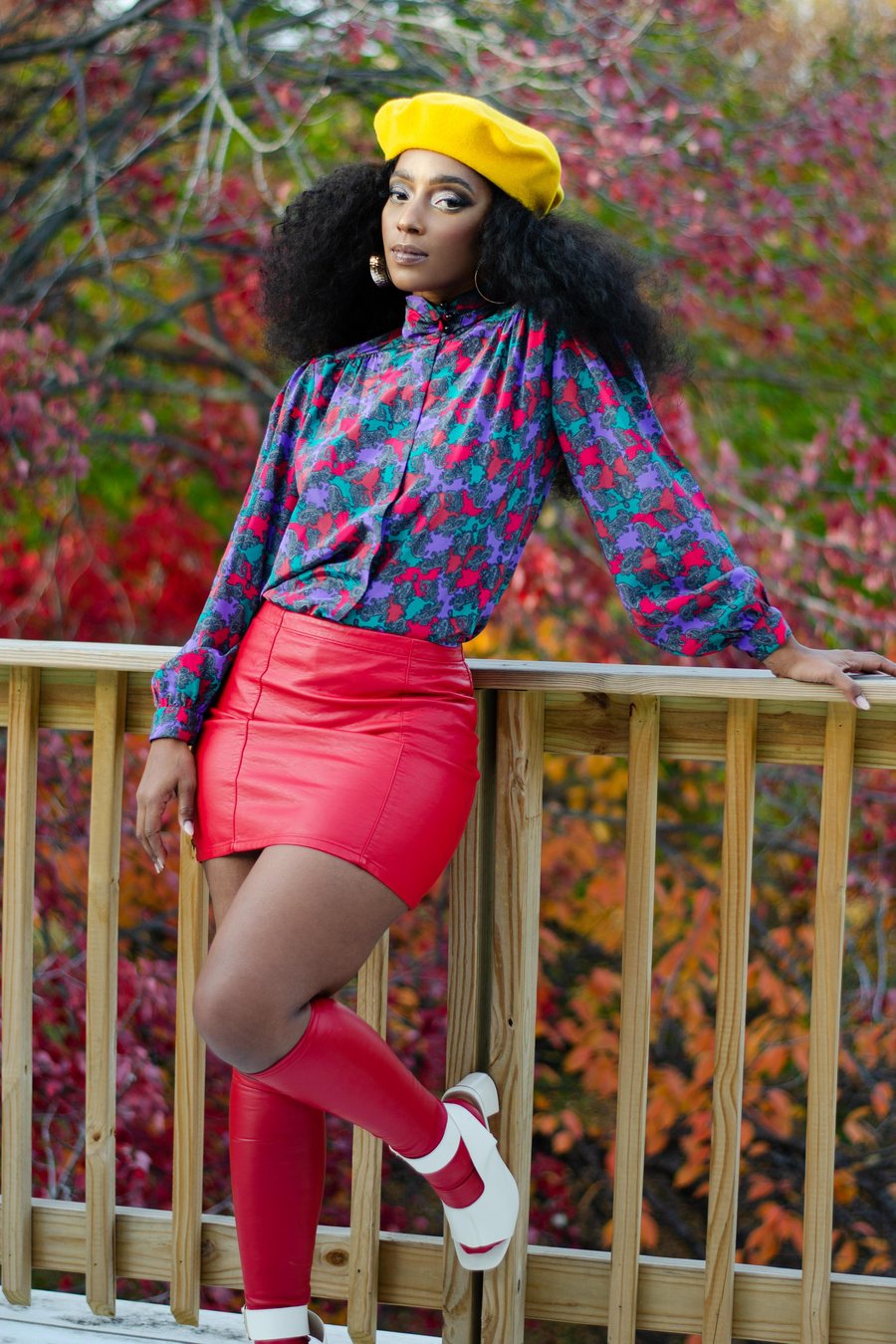 Image of Vintage Kilofeshe Colorful High Collar Blouse