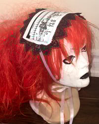 Image 2 of medical monitor print headdress (white x black)