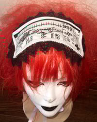 Image 4 of medical monitor print headdress (white x black)