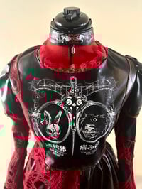 Image 10 of leather frankensteined x distressed medical OP (black x red)