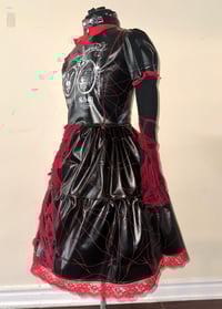 Image 9 of leather frankensteined x distressed medical OP (black x red)