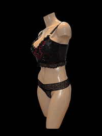 Image 3 of Floral lace trim crop vest.