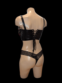 Image 5 of Red and black floral crop vest.