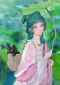 Image 1 of lily pad maomao print