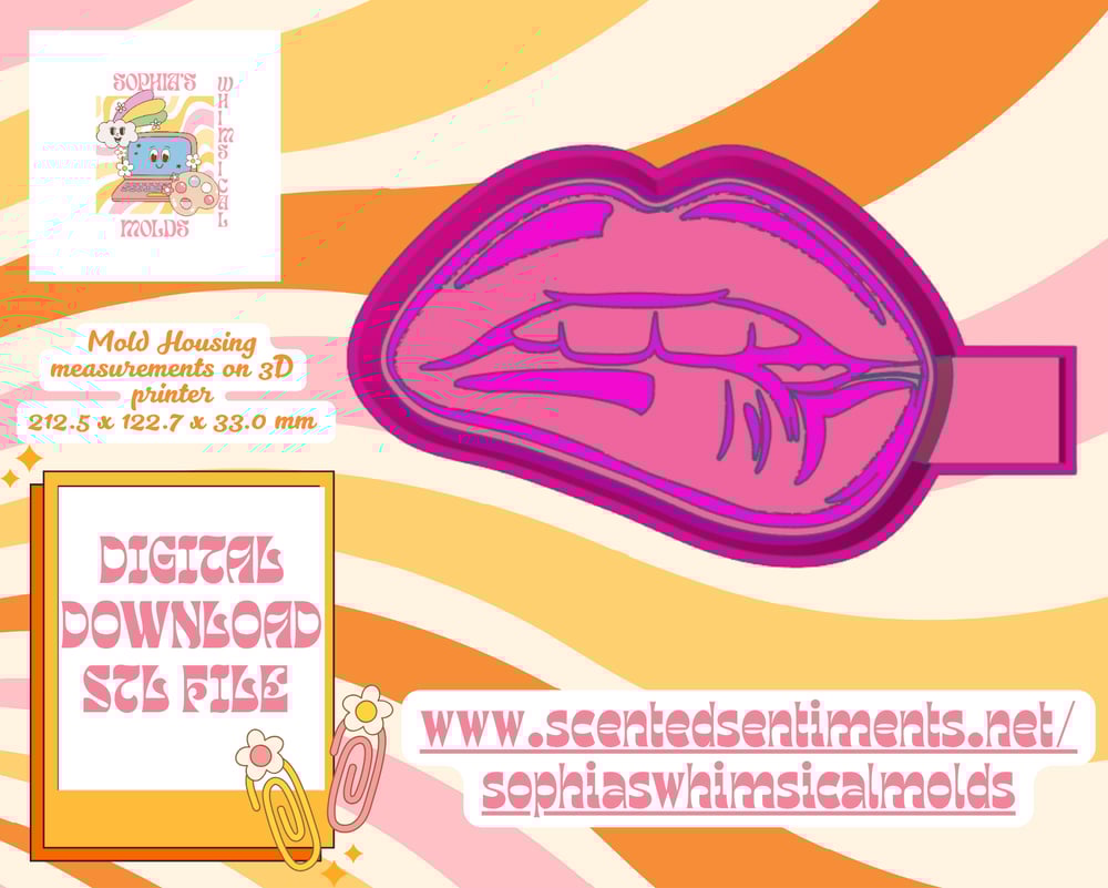Image of Biting Lips Mold|Housing Mold Maker STL File for Freshies|Candle|Aroma Beads|Freshie Mold