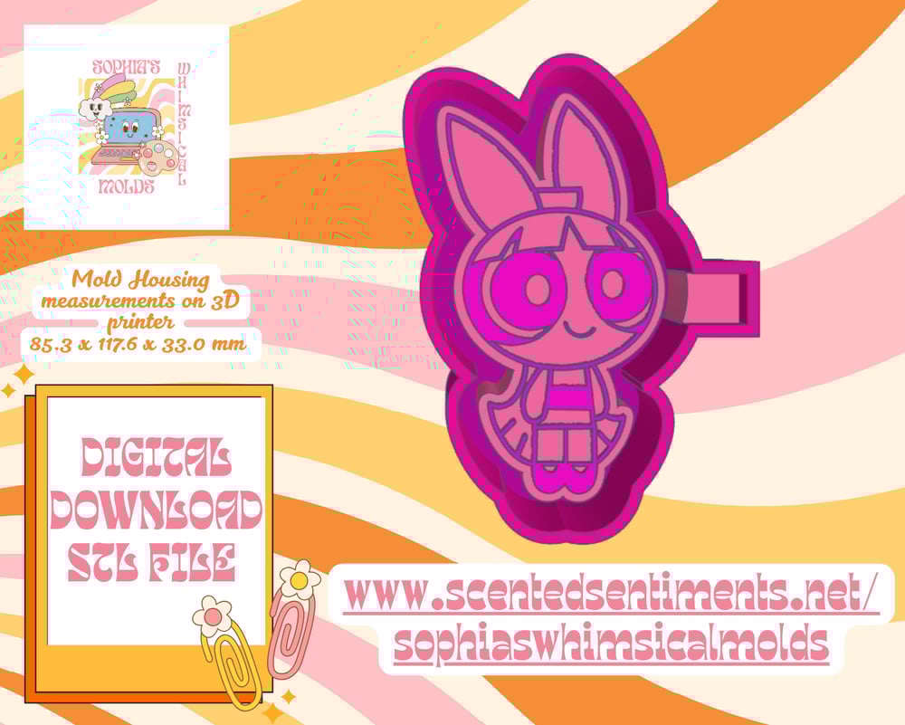 Image of Power Girl Bloss Pink2 Mold|Housing Mold Maker STL File for Freshies|Candle|Aroma Beads|Freshie Mold