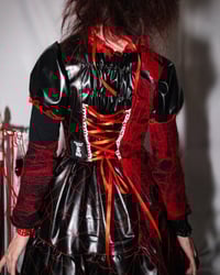 Image 3 of leather frankensteined x distressed medical OP (black x red)