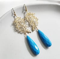 Image 1 of Turquoise + Leaf Earrings