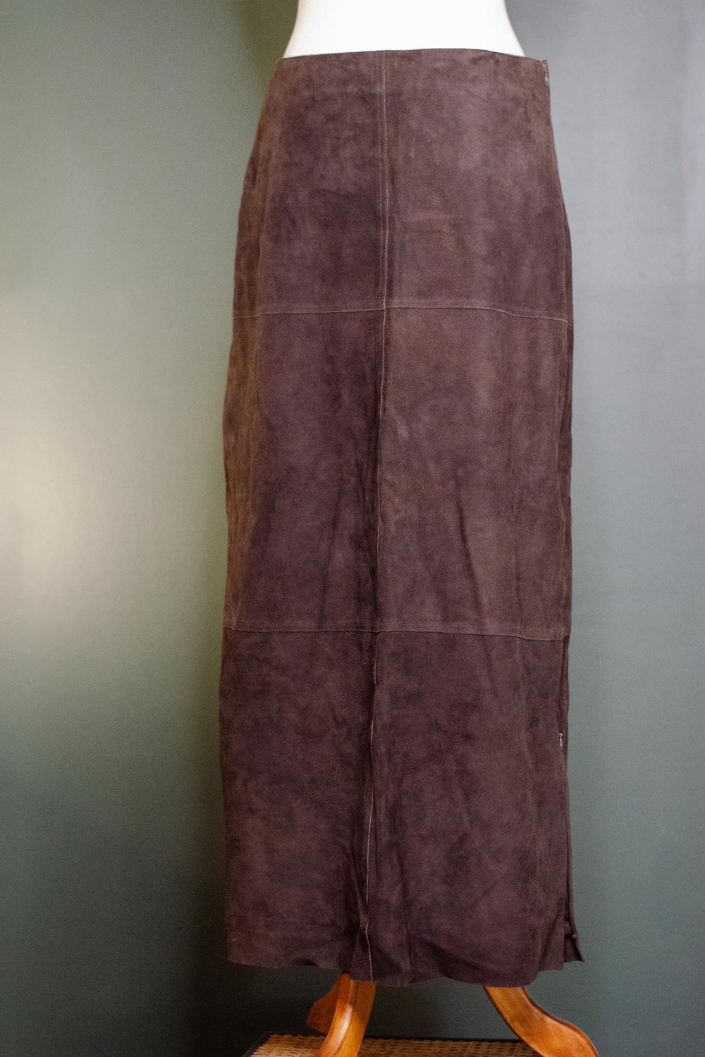 Image of Vintage Express Chocolate Suede Maxi Skirt