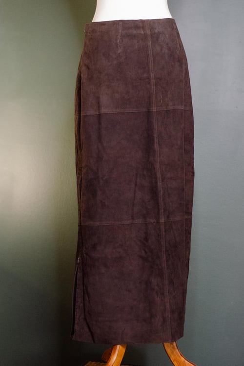 Image of Vintage Express Chocolate Suede Maxi Skirt
