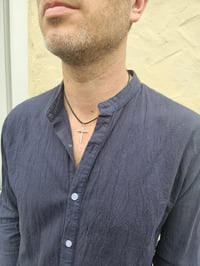 Image 7 of Mens Sterling Silver Cross Necklace ( with added wrapped wire ) 