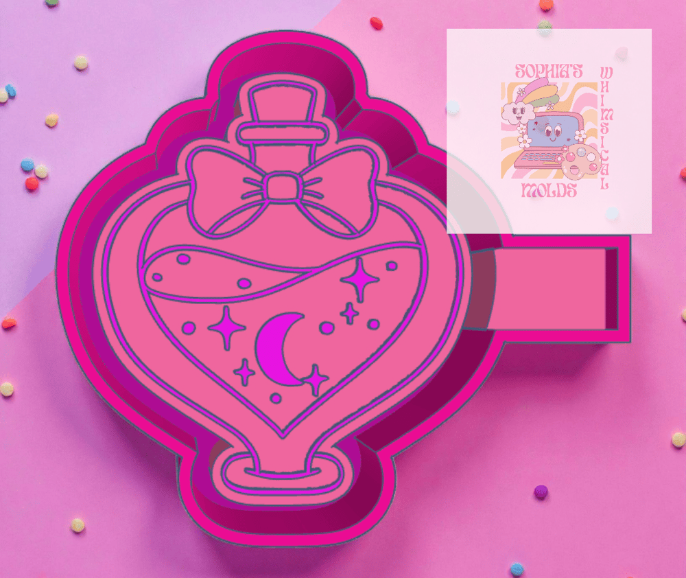 Image of Goth Moon Potion Mold|Housing Mold Maker STL File for Freshies|Candle|Aroma Beads|Freshie Mold