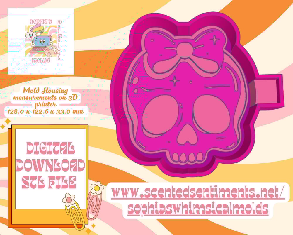 Image of Groovy Halloween Skull Mold|Housing Mold Maker STL File for Freshies|Candle|Aroma Beads|Freshie Mold