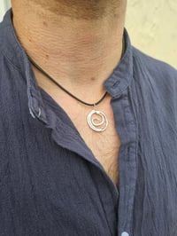 Image 3 of Mens Sterling Silver Necklace - Big Swirl 