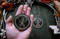 Image 4 of Death Worship etched brass ear hangers