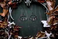 Image 2 of The Axeman Is Coming etched brass earrings