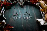 Image 4 of The Axeman Is Coming etched brass earrings