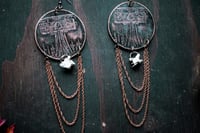 Image 4 of Pillory etched brass earrings