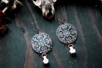 Image 2 of Archaic etched brass earrings