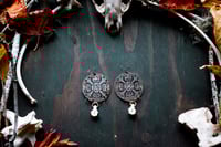 Image 4 of Archaic etched brass earrings