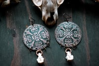 Image 1 of Archaic etched brass earrings
