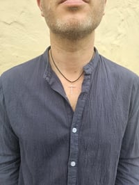 Image 5 of Mens Sterling Silver Hammered Cross Necklace 