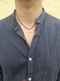 Image 12 of Mens Sterling Silver Hammered Cross Necklace 