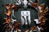 Image 2 of Pendulums feather leather and bone earrings