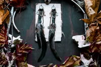 Image 3 of Braided Feather and Bone earrings