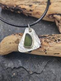 Image 2 of Mens Necklace - Cornish Green Seaglass 