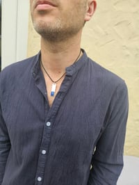 Image 3 of Mens Necklace  - Lapis Lazuli Gemstone & Sterling Silver 