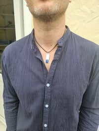 Image 1 of Mens Necklace  - Lapis Lazuli Gemstone & Sterling Silver 