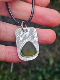 Image 7 of Mens Necklace - Cornish Olive Green Seaglass 