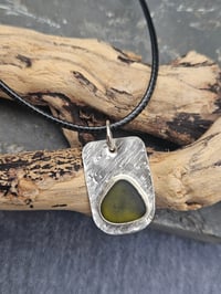 Image 4 of Mens Necklace - Cornish Olive Green Seaglass 