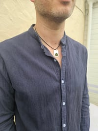 Image 9 of Mens Necklace - Cornish Olive Green Seaglass 
