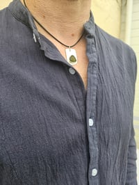 Image 3 of Mens Necklace - Cornish Olive Green Seaglass 