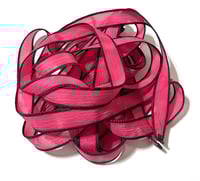 Image 1 of 1PC. NEON PINK 42" hand dyed wrist wrap bracelet silk ribbon//Yoga wrist wrap bracelet ribbon