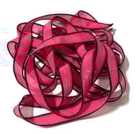 Image 2 of 1PC. NEON PINK 42" hand dyed wrist wrap bracelet silk ribbon//Yoga wrist wrap bracelet ribbon