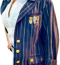 Image 7 of Women's Vintage Military Blazer Up cycled 1 of a kind , Navy w-red & gold pin stripes