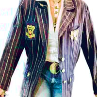 Image 9 of Women's Vintage Military Blazer Up cycled 1 of a kind , Navy w-red & gold pin stripes