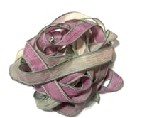 Image 2 of  1PC. TEA ROSE 42" hand dyed wrist wrap bracelet silk ribbon//Yoga wrist wrap bracelet ribbon