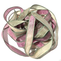 Image 5 of  1PC. TEA ROSE 42" hand dyed wrist wrap bracelet silk ribbon//Yoga wrist wrap bracelet ribbon