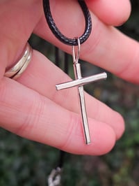 Image 2 of Mens Necklace  - Sterling Silver simple Cross 