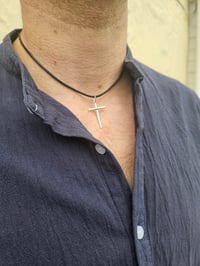 Image 1 of Mens Necklace  - Sterling Silver simple Cross 