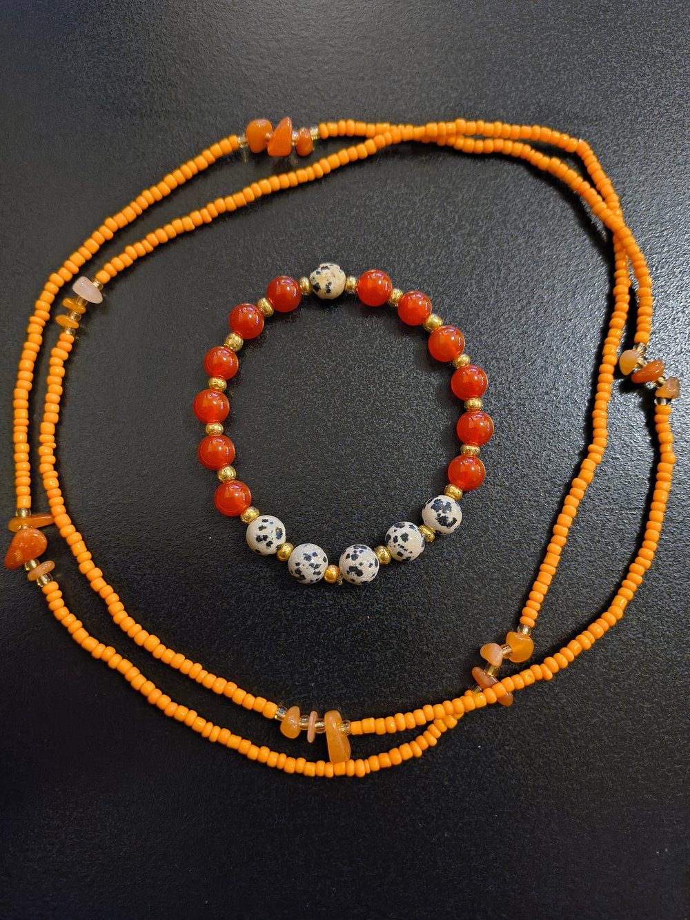 Image of Sacral Flame Waist Bead and Bracelet Set 