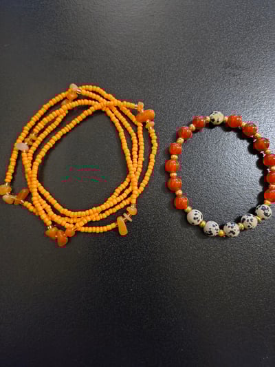 Image of Sacral Flame Waist Bead and Bracelet Set 