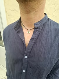 Image 1 of Mens Necklace  - Cornish pale green Seaglass Pebble 