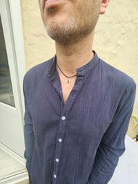 Image 8 of Mens Necklace  - Cornish pale green Seaglass Pebble 