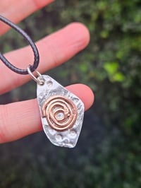 Image 2 of Mens Necklace - Rustic Copper Swirl & Sterling Silver 