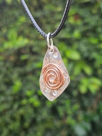 Image 5 of Mens Necklace - Rustic Copper Swirl & Sterling Silver 